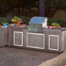 Dubbele BBQ Toegangsdeur voor Buitenkeuken 36x21 Inch - RVS Frame met Houtnerf Design — thumbnail 2