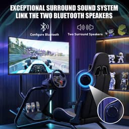 GTPLAYER - Simulator Cockpit - Met 3D Luidsprekers en Monitorhouder - Zwart — thumbnail 4