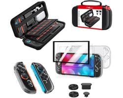 OneGamer - Geschikt voor Nintendo Switch 2 Case - Accessoires 7 in 1 - Beschermhoes – Opbergtas - Screenprotector – Zwart