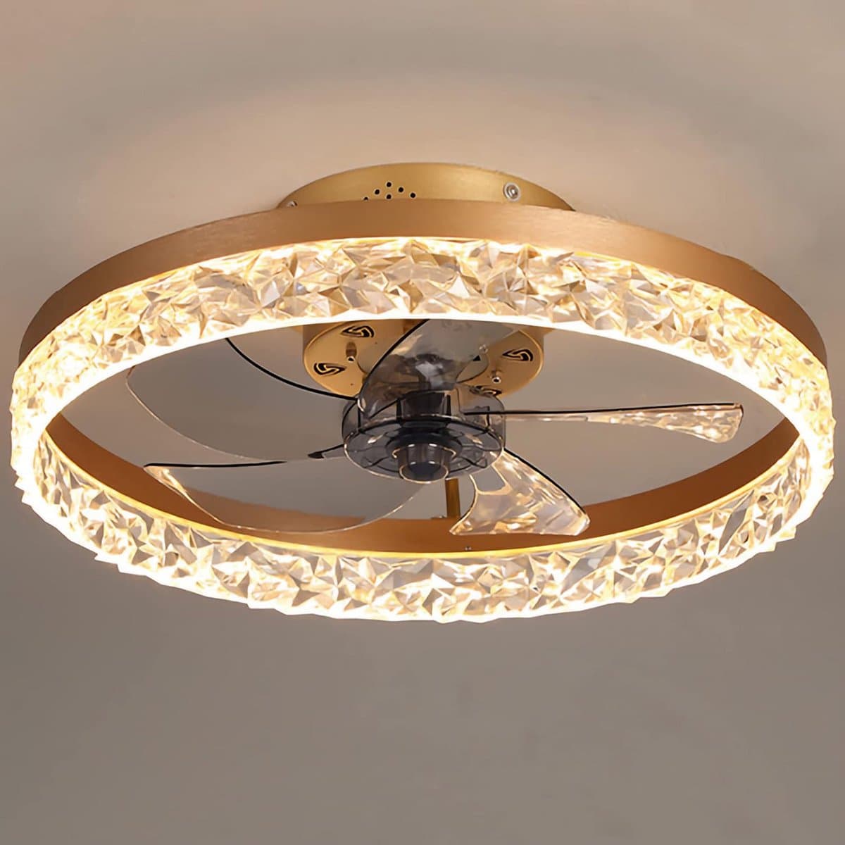 Plafondventilator met Licht en Afstandsbediening APP Dimbaar Kristal Stille Motor Inclusief Zomer- en Winterstand — afbeelding 1