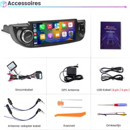 Hexinex Quad-Core autoradio Geschikt voor Fiat 500 (2007-2015) - Draadloos CarPlay, Android Auto, Ondersteunt DAB+, multimediaspeler, 2GB+64GB, zwart — thumbnail 4