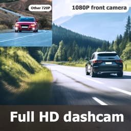 Dashcam voor in de auto met dubbele opnamefunctie voor en achter | Camera aan de voorzijde 1080P & ingebouwde camera 720P, 170° groothoek, nachtzicht, compacte dashcam, geschikt voor auto's, 24-uurs parkeerbewaking, — thumbnail 3