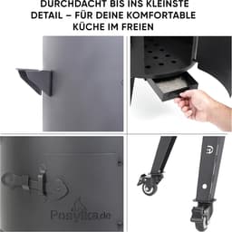 Buitenkeuken Oven - Vuurkachel Kazan - Authentiek Koken - Gepoedercoat Staal - Ø 40 cm - Zwart — thumbnail 4