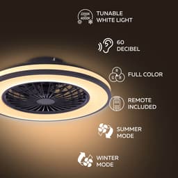 Calex Plafondventilator met LED-verlichting - Afstandsbediening met timers - RGB & Koud‑ tot Warm Wit Licht - Ø 49cm — thumbnail 3