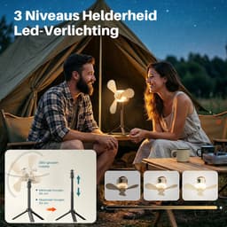 Rosnek 3-in-1 Oplaadbare Campingventilator met Verlichting - 7200mAh Ventilator Lamp met Statief & Muggenverdelger - Draagbare Tafelventilator - Tent - Outdoor — thumbnail 2