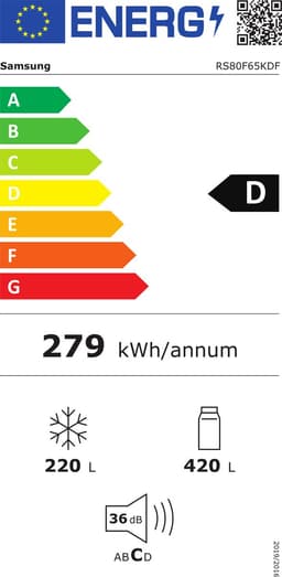Samsung Series 8 RS80F65KDF, Vrijstaand, Amerikaanse deur, Grafiet, 2 deur(en), 36/64, LED — thumbnail 2
