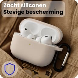 Hoesje - Geschikt voor Apple Airpods Pro 3 - Siliconen Hoes met Clip - Silicone Case Cover - Zand — thumbnail 4
