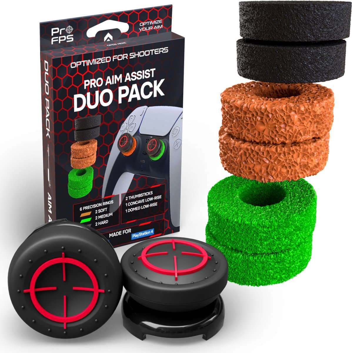 ProFPS Thumbsticks & Precision Rings – Voor PS4 & PS5 – Duo Pack — afbeelding 1