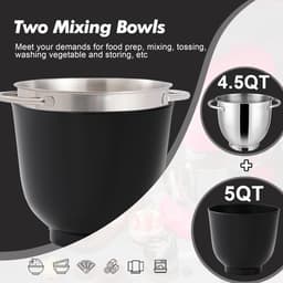 RFWR® Keukenmixer 1,5 liter met 10 snelheden en 2 mengkommen – Ergonomisch ontwerp voor dagelijks gebruik — thumbnail 4
