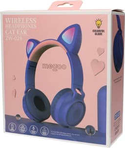 Kinder hoofdtelefoon - koptelefoon Bluetooth met led kattenoortjes miauw purper — thumbnail 3