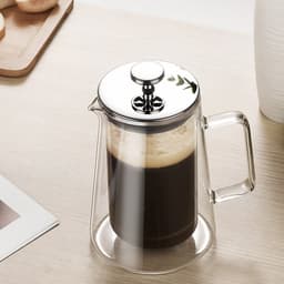 Dubbelwandige Cafetière - French Press - Coffeemaker - Filter Koffie - Borosillicaat Glas - Slow Coffee - 1 Liter — thumbnail 4