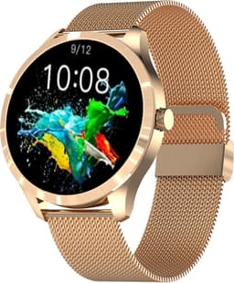 Belesy® BQSiRgRb PLUS - Smartwatch Dames – Smartwatch Heren - Horloge - 1.28 inch - Kleurenscherm - Stappenteller - Bloeddruk - Hartslag - 75+ Wijzerplaten – Sporten – Rose Goud - Milanees staal - Siliconen – Regenboog – Roze - Zwart - Kerstcadeau — thumbnail 2