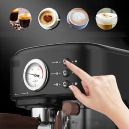 Happyment 3 in 1 Koffiemachine - Koffiezetapparaat - Koffie Apparaat - Pistonmachine - Melkopschuimer - Voor De Beste Koffie — thumbnail 3