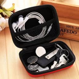 Opberg hoesje - Hard Case - Etui - Organizer - Sleutels - Oordopjes - Laadkabels - USB - Geld - Opbergen - Zwart — thumbnail 3