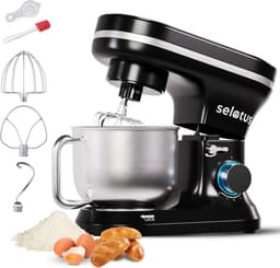 Selotus Keukenmixer – 6L RVS mengskom – 3x opzet stuk erbij – Likker – keukenmachine – foodprocessor – keukenrobot – 1400W - Zwart — thumbnail 1