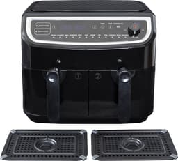 Gastronoma Dubbele Heteluchtfriteuse XL - 9L - 2 manden - 2400W Airfryer - 18290003 - Zwart — thumbnail 3