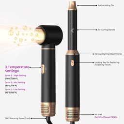 Hairstyler 5-in-1 Airstyler, haarstyler, lucht, krultang, föhn, thermische borstel, stijlborstel, set, multistyler, ronde borstel, föhn, warmluchtborstel, haarstyling-apparaten, haardroger — thumbnail 4