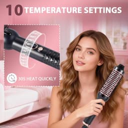 Verwarmingsborstel, 38 mm Thermal Brush 3-in-1, LCD 100-210 °C, gladmaken, zachte krullen, volume, anti-kroes, ionen-design, 5 temperatuurinstellingen, snel opwarmen (stijl 2) — thumbnail 3