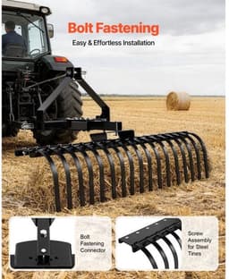 Grasmaaier Hooihark - 127 cm Maaibreedte - 17 Stalen Tanden - Q235 Staal - Voor Tractoren Categorie 1 — thumbnail 4