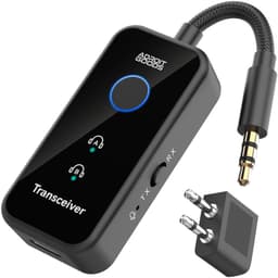 AdroitGoods Bluetooth 6.0 Zender en Ontvanger - 2-in-1 AUX Adapter 3,5 mm - Vliegtuig, Auto en TV - 18 Uur Accu - USB-C - Twee Koptelefoons - Zwart — thumbnail 1