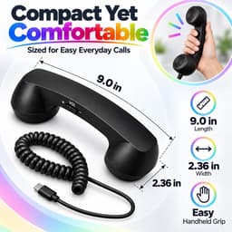 Retro Telefoonhoorn - Geschikt voor Smartphones met USB-C - Bedrade Vintage Handset - Plug & Play - Met Microfoon & Luidspreker - Voor Bellen, Videobellen & Thuiswerk - Oranje — thumbnail 2