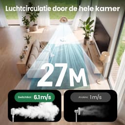 SwitchBot Staande Circulatieventilator – Oplaadbare Slimme Ventilator met Afstandsbediening en App – Wit — thumbnail 5