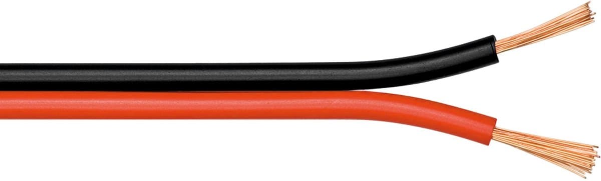 Goobay luidsprekerkabel op rol 10 m rood en zwart met twee CCA-aders van 4 mm² — afbeelding 1