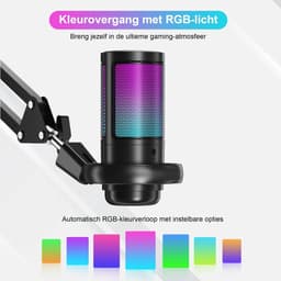 Microfoon met arm - USB - gaming - RGB Condensatormicrofoon - met Mute-Knop, Popfilter, Microfoonarm - Luxe microfoon — thumbnail 5