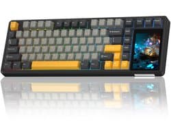 EPOMAKER x AULA L99 - Grijs / Geel - Mechanisch Gaming Toetsenbord – 96% Layout – Groot LCD Display – RGB – Tri-Mode – Hot-Swappable – Draadloos & Bedraad