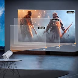 Beamer met Android TV - Draagbare Projector 720P Native - Wifi Projector met Bluetooth, HDMI en USB - 180° Draaibare Smart Projector voor Thuis en Buiten — thumbnail 2
