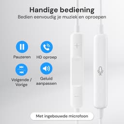 Nuvance Oortjes met Draad - Bedrade Oordopjes - USB-C Oortjes - Oordopjes met Draad en Microfoon - In-Ear Oordopjes - Wit — thumbnail 3