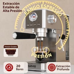 Espressomachine - Pistonmachine - 20 Bar Pomp - Portafilter - Met Manueel Stoompijpje - Drukmeter - Zilver RVS - Coffee Machine - Voor Thuis en Kantoor — thumbnail 3