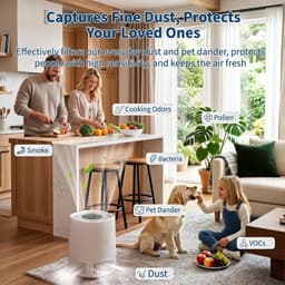 Luchtreiniger met 3-in-1 HEPA-filter, CADR 100 m³/h voor maximaal 15 ㎡, 5 standen incl. auto en slaapmodus, 24 dB stil, type-c USB, timer, kinderbeveiliging, voor mensen met allergieën en huisdieren - wit — thumbnail 3