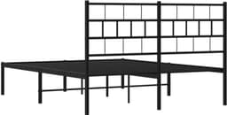 Bedframe met hoofdeinde, metaal, zwart, 135 x 190 cm, hotelbedframe, slaapkamer, bedframe voor woonkamer, slaapkamer — thumbnail 4