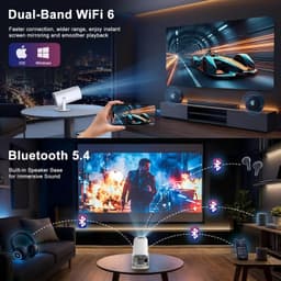 Draagbare Beamer 1920 x 1080 LCD - Wi-Fi 6 Bluetooth 5.4 - 1800 ANSI Lumen - Compact 9x9x19 cm - Voor Thuisbioscoop — thumbnail 3