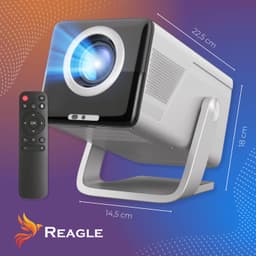 Beamer Draagbaar - 1000 ANSI Lumen Full HD 1080p - LED Projector - Android 14 Smart Systeem - Wi-Fi Bluetooth - Voor Thuisbioscoop En Buiten — thumbnail 3