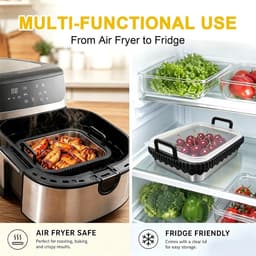 Airfryer voor COSORI heteluchtfriteuse 2 kamers/Ninja heteluchtfriteuse AF400EU/DZ400EU/AF451EU hittebestendig van roestvrij staal 304, krasbestendig, vaatwasmachinebestendig (zwart, met — thumbnail 4