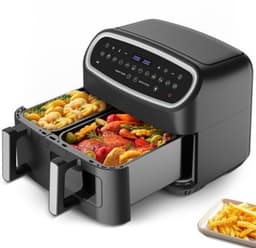 Heteluchtfriteuse Dubbele Zone - 10 Liter Capaciteit - 2000 W Vermogen - Plastic Behuizing - Voor Gezond Koken — thumbnail 1