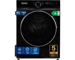 Heinner HWM-M914IVKBA+++ Wasmachine 9 kg – 1400 tpm – Inverter Motor – Touchbediening – 14 Programma’s – Stoomfunctie & 15-min Snelprogramma – Energieklasse A – Zwart – 5 Jaar Garantie