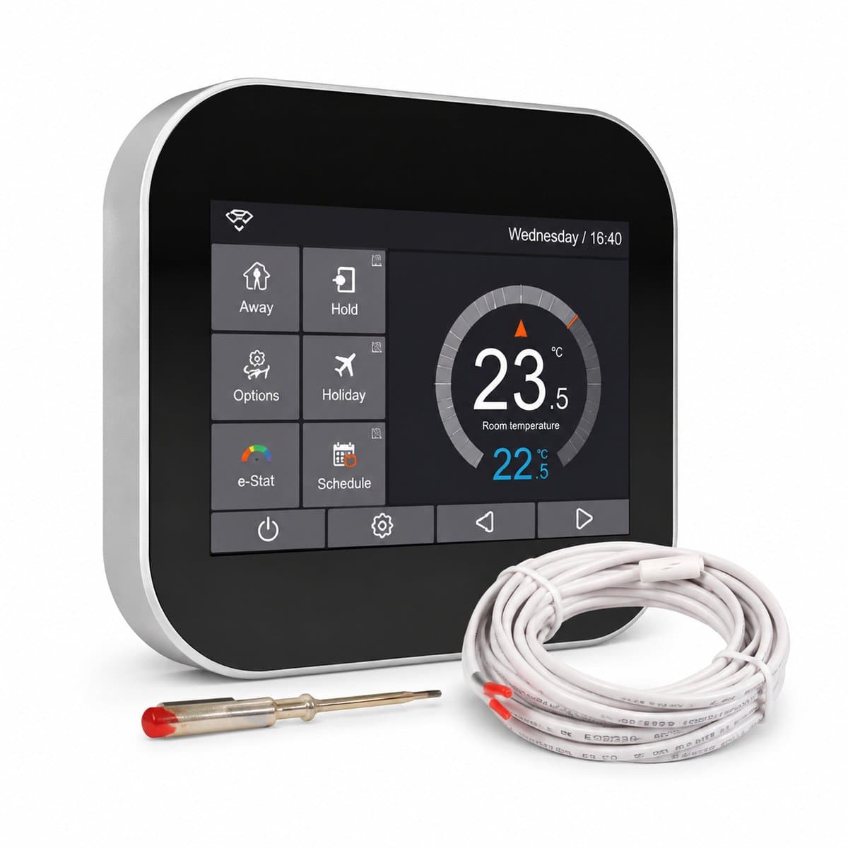 DrPhone ThermoSense MC6 Wifi Thermostaat voor Elektrische Vloerverwarming – Touchscreen – Compatibel met Amazon Alexa – Wit — afbeelding 1