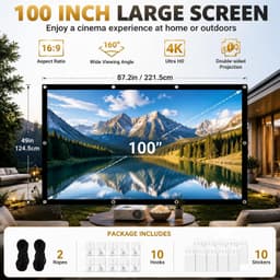 Beamer Scherm 100 Inch, 16:9 4K HD Opvouwbaar Kreukvrij — thumbnail 2