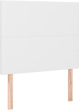 Bedframe met hoofdeinde, wit, 120 x 200 cm, kunstleer, hotelbedframe, bedframe voor slaapkamer, logeerkamer, bedframe, familiebed voor slaapkamer, hotel, logeerkamer — thumbnail 4