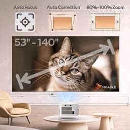 Beamer Draagbaar - 900 ANSI Lumen Full HD 1080p - LED Projector - 140 Inch Beeld - Android 14 Systeem - Voor Thuisbioscoop — thumbnail 3