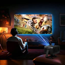 Slimme projector - Uitgerust met 360° draaibare arm - 1080p Full HD - 20.000 lumen - Ondersteunt wifi - Bluetooth 5.2 - Geschikt voor thuis en op kantoor - Zwart — thumbnail 2