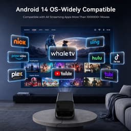 Beamer Android 14 Projector - 1000 ANSI Lumen - 1080P Resolutie - LCD - Voor Thuisbioscoop En Buiten — thumbnail 3