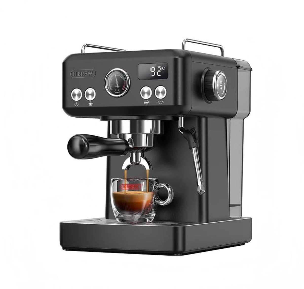 HiBREW H10A Semi-automatische Espressomachine – 19 Bar – Warm & Koud Zetten – Melkopschuimer (270° draaibaar) – Programmeerbare Extractie – 1,8L Watertank – Thermoblock – 1350W – Incl. 350ml Melkkan & 58mm Portafilter - Zwart — afbeelding 1