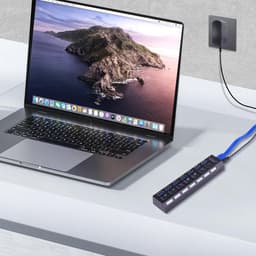 USB Hub - Verlenger Poorten - Extra Aansluitingen - Individuele Aan/Uit Schakelaars - 7 Poorten - Zwart — thumbnail 5