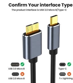 Externe schijfkabel - Datakabel - Snelle gegevensoverdracht - Dubbel afgeschermde kern - 5Gbps USB 3.0 — thumbnail 2