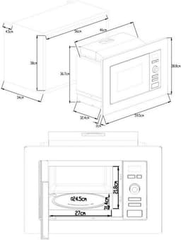 Inbouwmagnetron met Grill - Oven Combimagnetron - Snel Eten Opwarmen - Met Grillfunctie - 20 Liter - Zilver — thumbnail 2