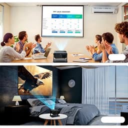 Slimme projector - Slaapkamerprojector - Projector voor thuis - Mini draagbaar - Draadloze projectie - 2,4/5 GHz Wi-Fi - Ondersteunt AirPlay, spraakassistent, Miracast en schermspiegeling - Ultra HD - Ondersteunt 4K-resolutie - HA109 - Zwart — thumbnail 2